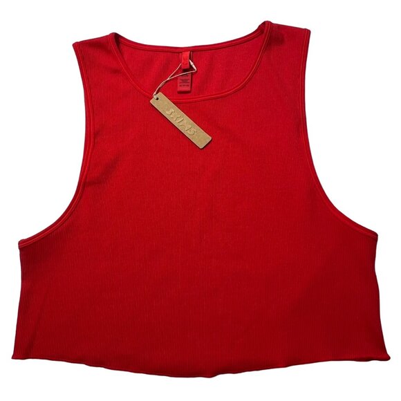 SKIMS Cotton Rib Super Crop Tank Ruby 2X - Picture 2 of 10